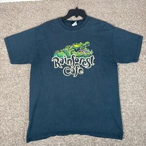Rainforest Cafe Mens Alligator Graphic T-Shirt Black Short Sleeve Large USA Made